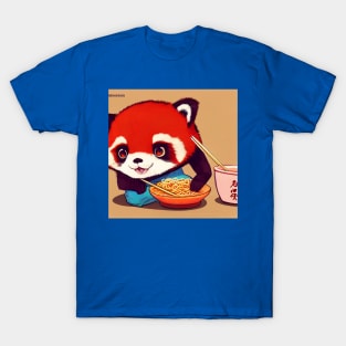 Kawaii Red Panda Eating Ramen T-Shirt